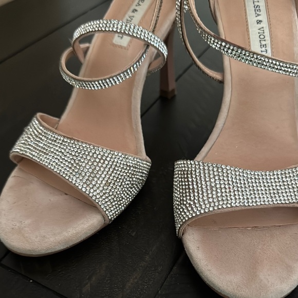 Chelsea & Violet Cream Heels with Crystal Embellishments - Picture 2 of 5